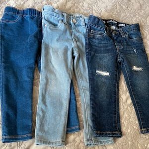 3 Cat & Jack jeans and jeggings girls sz 2T.